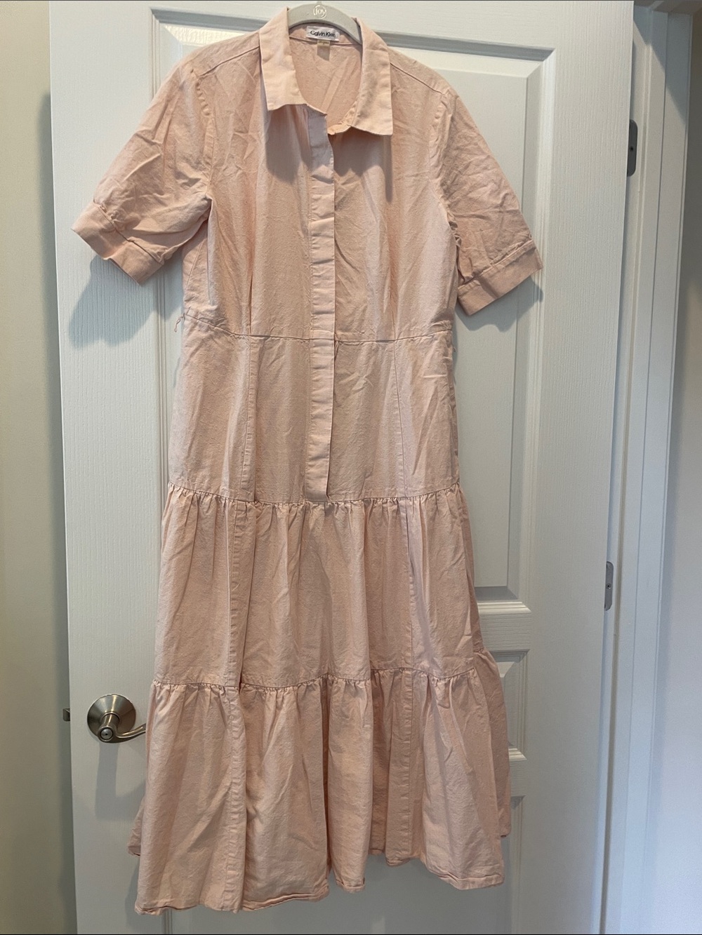Calvin Klein Pale Blush Tiered Shirt Dress